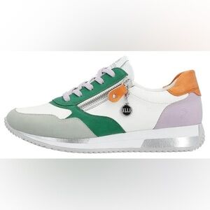 Remonte Vapod Zip white multi leather sneaker with side zip and removable insole